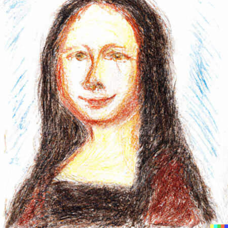 DALL·E 2022-06-10 23.54.24 - Da Vinci's Mona Lisa as a children crayon drawing